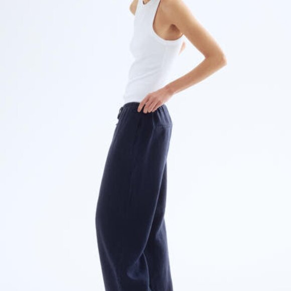 H&M Linen Drawstring Pants - Women - Navy - XL - Picture 2 of 7